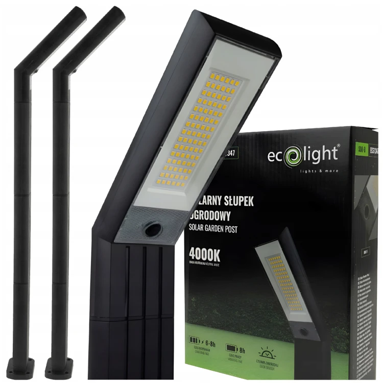 2x Lampa Solarna Ogrodowa LED Wbijana Słupek Czujnik Zmierzchu 4000K Ogród