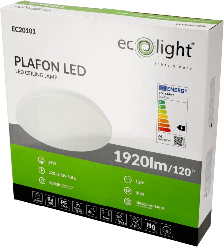 PLAFON Lampa Sufitowa PANEL LED 24W IP44 1920lm Bardzo Jasne Do Łazienki