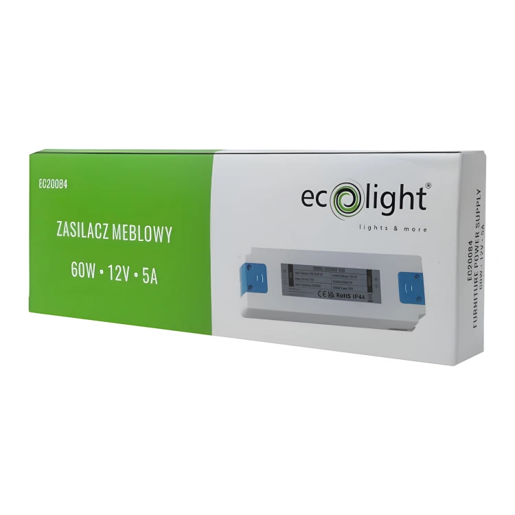 Zasilacz LED Meblowy 12V IP44 60W Transformator Do Taśmy LED Do Mebli
