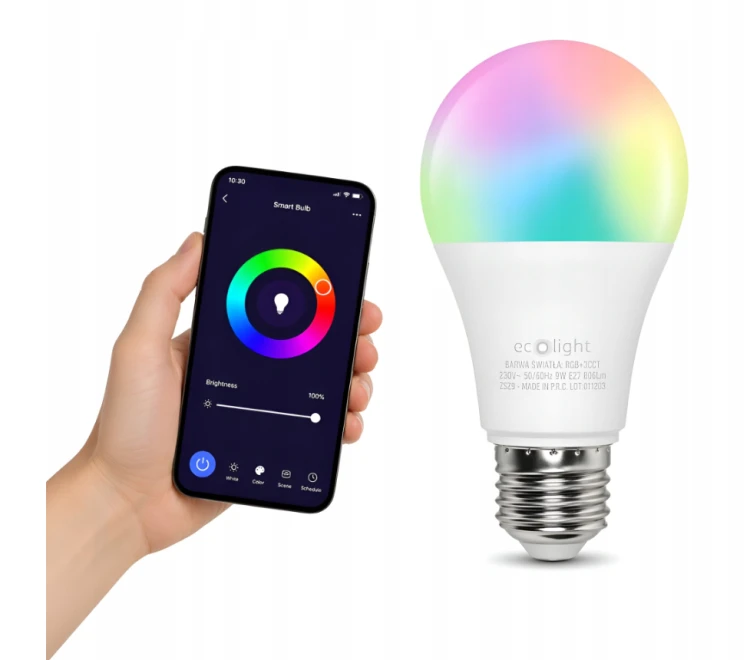 Żarówka LED E27 RGB CCT 9W Bluetooth TUYA SMART Inteligentna Halogenowa