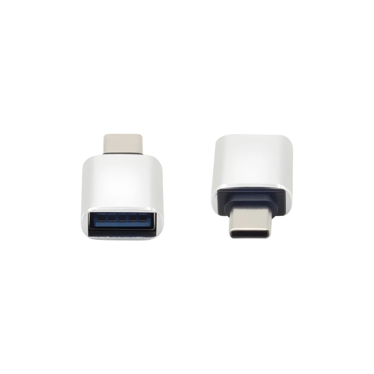 Przejściówka Adapter USB-C USB-A Srebrna Mini Do Ładowarki Laptopa A - C