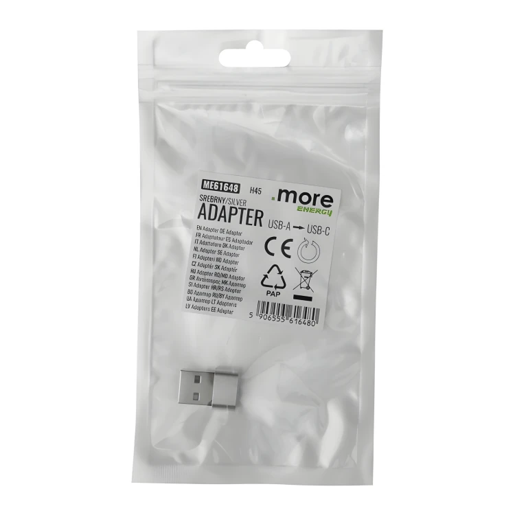 Przejściówka Adapter USB-A USB-C Srebrna Mini Do Ładowarki Laptopa A - C