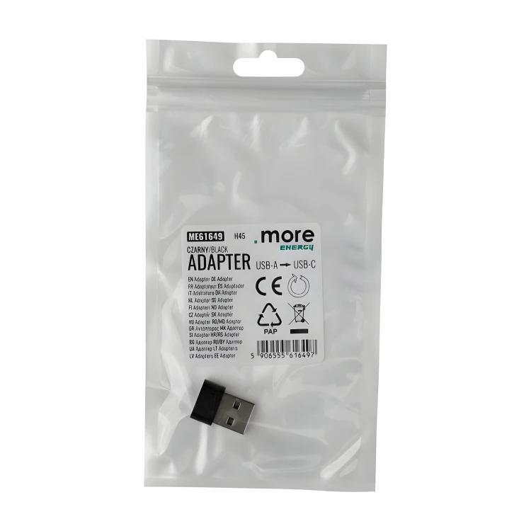 Przejściówka Adapter USB-A USB-C Czarna Mini Do Ładowarki Laptopa A - C