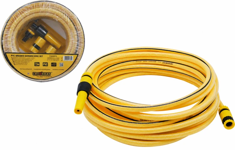 Wąż Ogrodowy 7,5m 1/2 PVC Z Wzmacnianym Włóknem 1/2 3/4 + Złączki ZESTAW