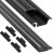 Profil Aluminiowy Podtynkowy do Taśm LED Czarny + Klosz Czarny Zaślepki 2m