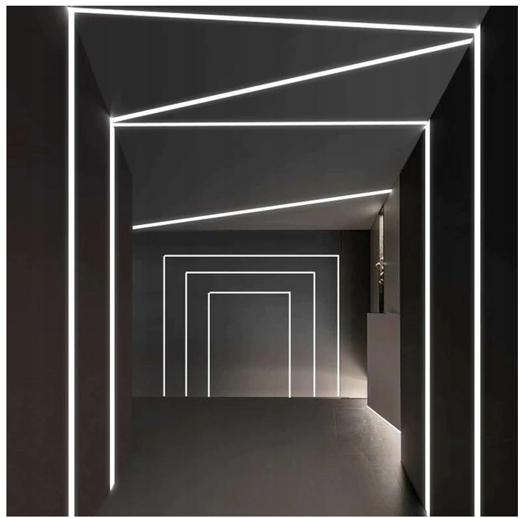 Profil Aluminiowy Podtynkowy do Taśm LED Czarny + Klosz Czarny Zaślepki 2m