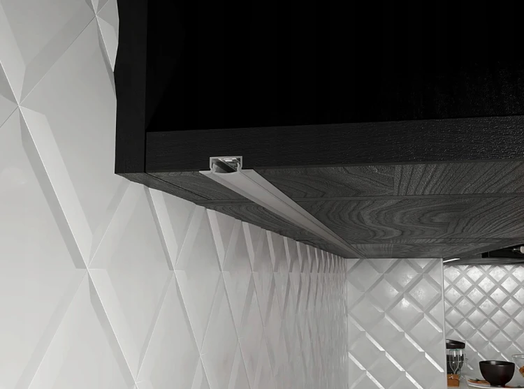 Profil Aluminiowy Podtynkowy do Taśm LED Czarny + Klosz Czarny Zaślepki 2m