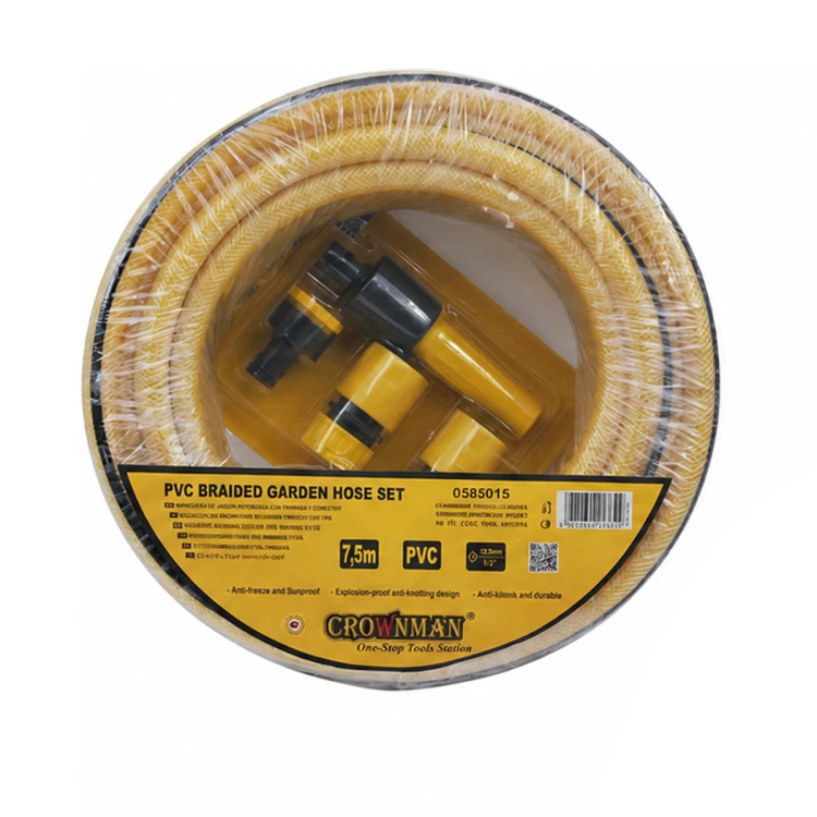 Wąż Ogrodowy 7,5m 1/2 PVC Z Wzmacnianym Włóknem 1/2 3/4 + Złączki ZESTAW