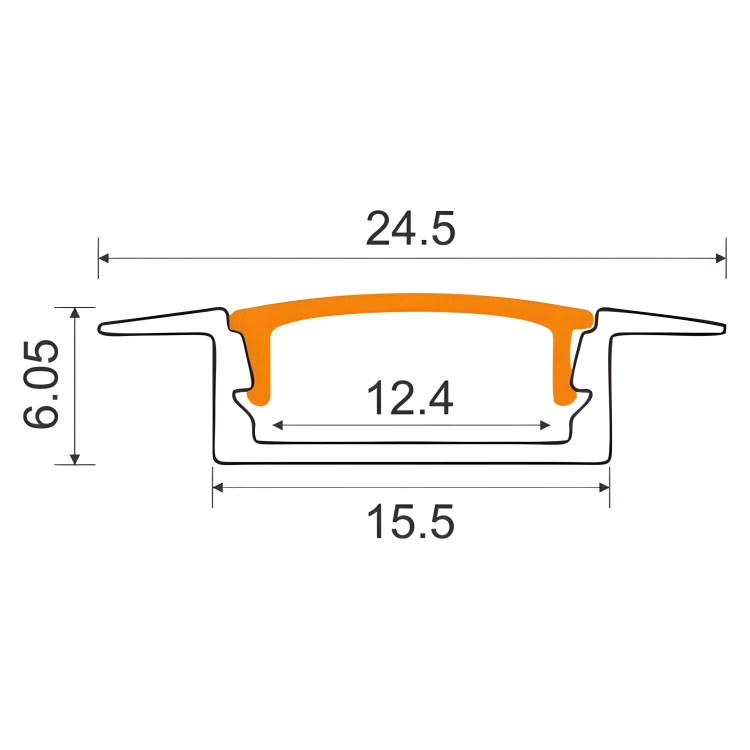 Profil LED Wpuszczany 1m Aluminiowy Podtynkowy Czarny +Klosz Mleczny Zestaw