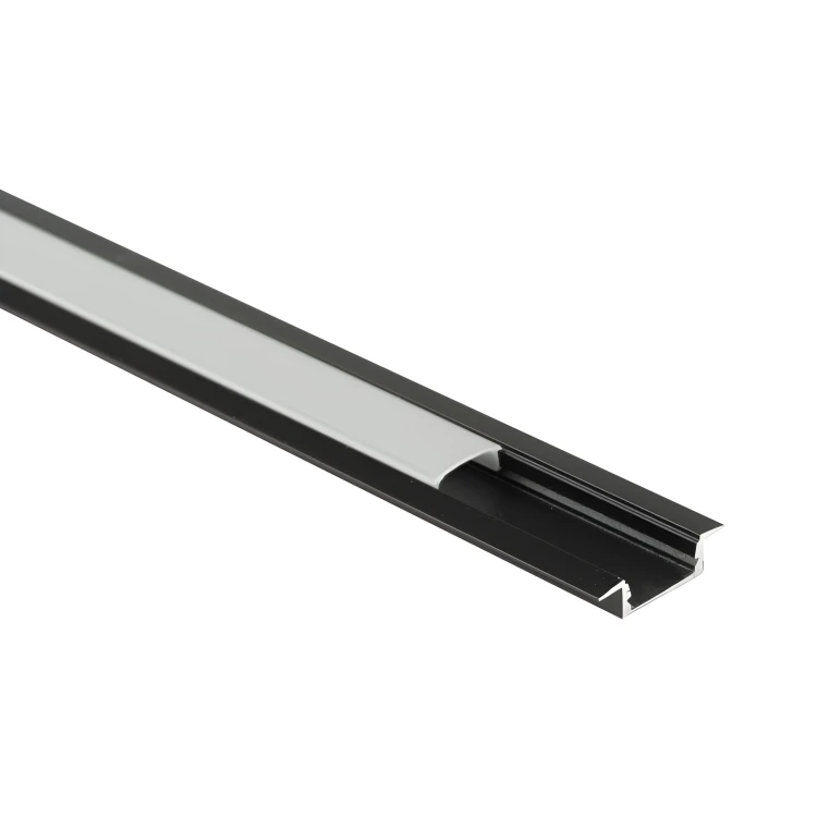 Profil LED Wpuszczany 1m Aluminiowy Podtynkowy Czarny +Klosz Mleczny Zestaw