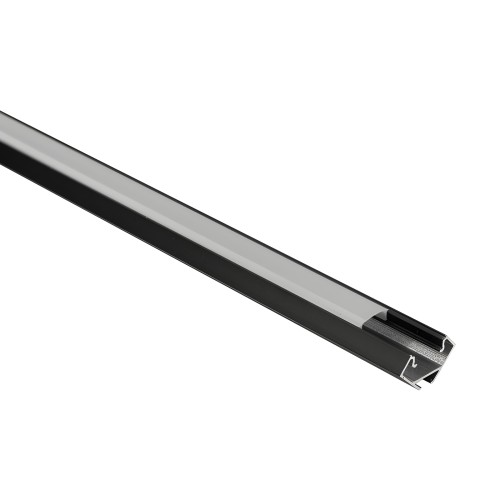 Profil LED Aluminiowy Czarny + Klosz Mleczny 1m Narożny Kątowy Zestaw