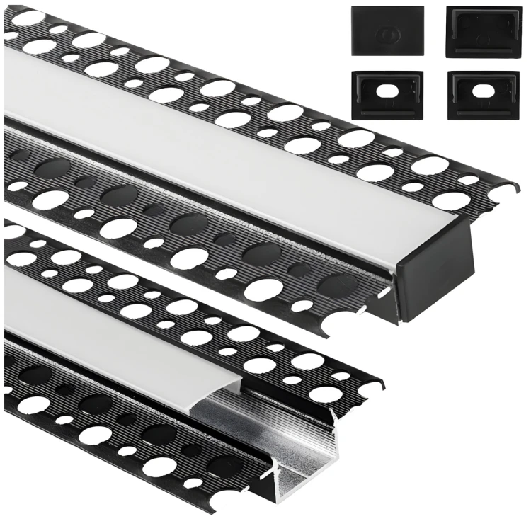 Profil Aluminiowy GK Karton Gips Do Taśm LED Czarny + Klosz Mleczny 2m