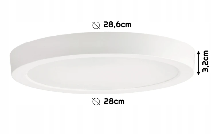 Panel Plafon Sufitowy LED Natynkowy Okrągły 24W 2640lm Nie Mruga 3000K