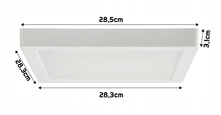 Plafon LED Lampa Sufitowa Natynkowa 24W 2640lm 3000K Ciepła Biały Kwadrat