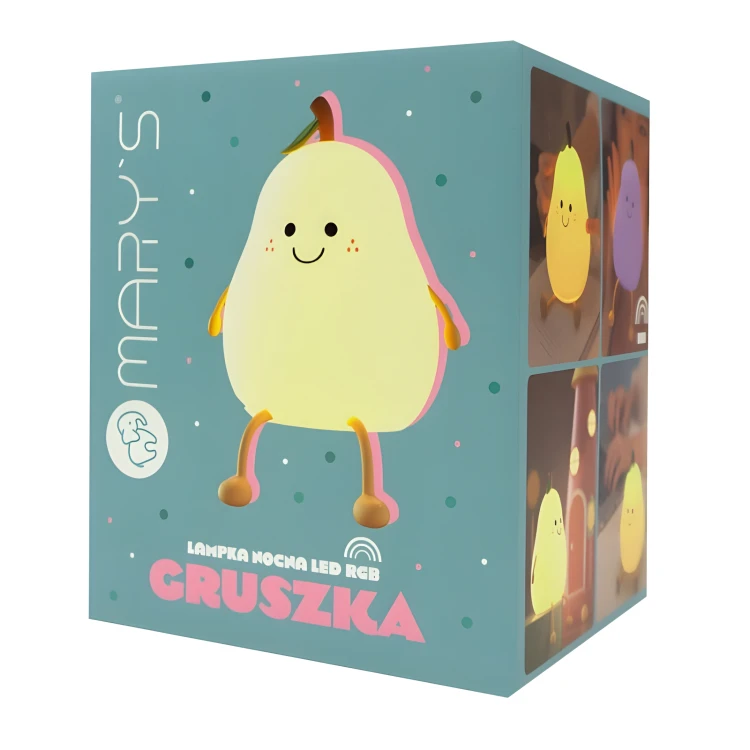 Lampka Nocna LED RGB dla Dzieci Gruszka Na Dotyk Akumulatorowa Na Prezent
