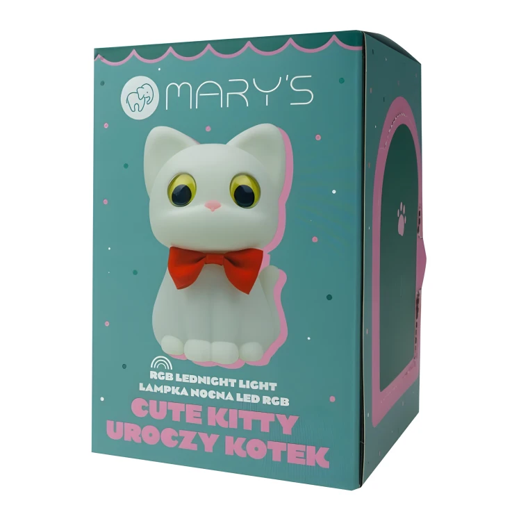 Lampka nocna LED Akumulatorowa Stojąca Uroczy Kotek Kolorowa RGB kabel USB