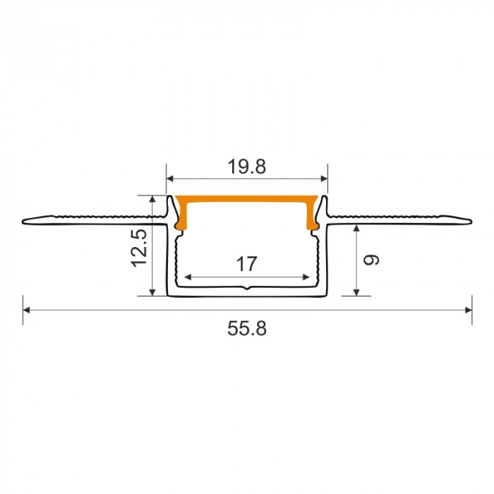 PROFIL Aluminiowy LED 2m Klosz Mrożony Szeroki Do Płyt GK Kartongips 17mm