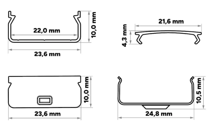 Profil Aluminiowy LED 2m Natynkowy Nawierzchniowy Do Taśmy z Kloszem Zestaw