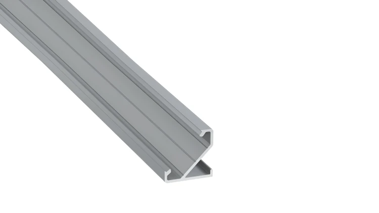 PROFIL ALUMINIOWY DO TAŚMY Srebrny Narożny 2m + Klosz Transparentny Lumines