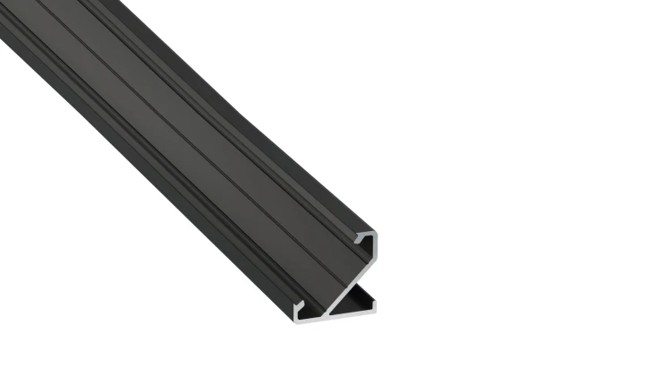 PROFIL ALUMINIOWY DO TAŚMY CZARNY Narożny 2m + Klosz Transparentny Lumines