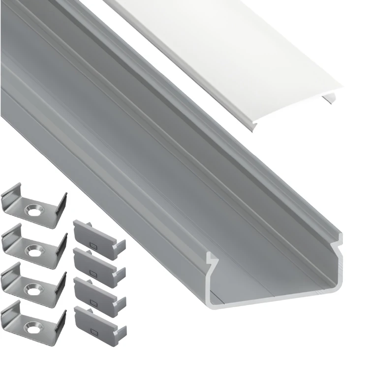 Profil Aluminiowy LED 2m Natynkowy Nawierzchniowy Do Taśmy z Kloszem Zestaw