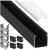 Profil Aluminiowy LED Czarny Natynkowy Nawierzchniowy Klosz Mleczny Zestaw