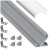 PROFIL ALUMINIOWY DO TAŚMY Srebrny Narożny 2m + Klosz Transparentny Lumines