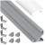 PROFIL ALUMINIOWY DO TAŚMY Srebrny Narożny 2m + Klosz Mrożony Lumines