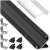 PROFIL ALUMINIOWY DO TAŚMY CZARNY Narożny 2m + Klosz Transparentny Lumines