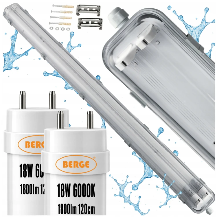 Oprawa Hermetyczna z Odbłyśnikiem 120cm 36W 3600lm 6000K +2x Świetlówki LED