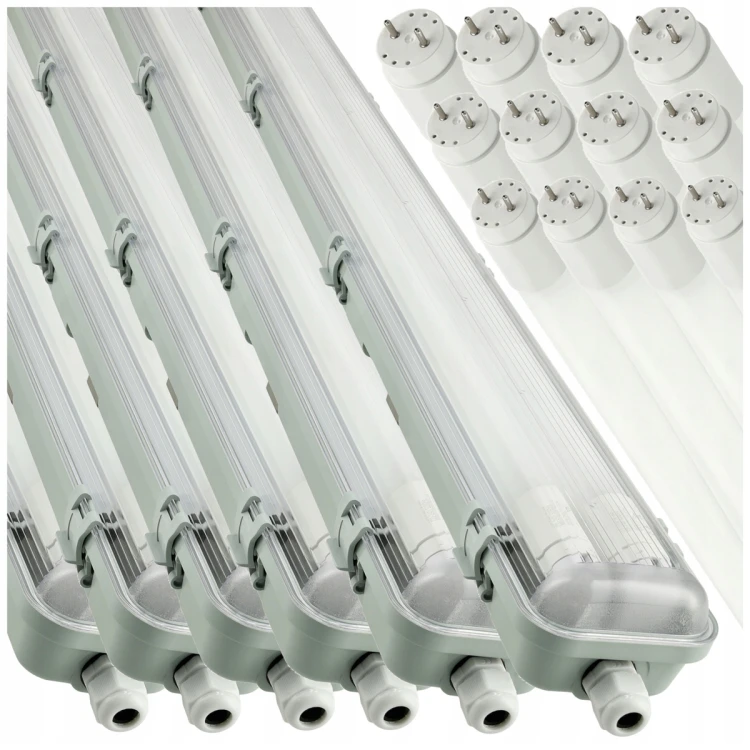 6x Oprawa Hermetyczna LED 120cm z Odbłyśnikiem + Świetlówki LED Do Garażu