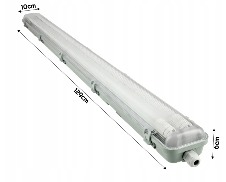 6x Oprawa Hermetyczna LED 120cm z Odbłyśnikiem + Świetlówki LED Do Garażu