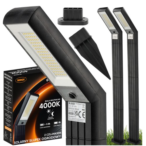 Zestaw 2x Lampa Solarna LED Ogrodowa Zewnętrzna Słupek Duży 98cm Mocna Regulowana