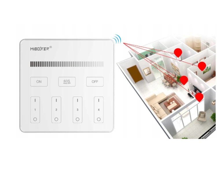 Miboxer Panel Natynkowy RF 2.4G 4 STREFA MONO B1 STREFOWY DO MI-Light