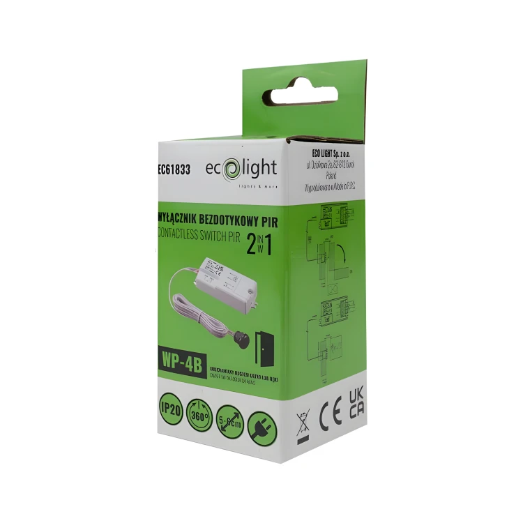 CZUJNIK RUCHU Z SONDA ZEWNĘTRZNYM SENSOREM 360° LED ZMIERZCHU PIR 230V