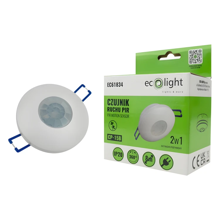 Czujnik Ruchu PIR Czujka LED 600W Natynkowa Podtynkowa Wpuszczana 360°