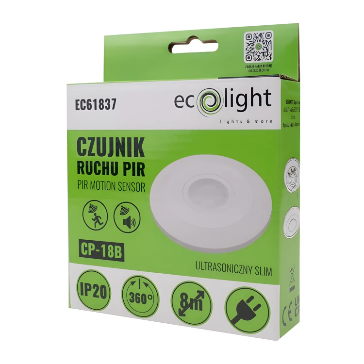 CZUJNIK RUCHU SUFITOWY CZUJKA DO WBUDOWANIA LED 360° ZMIERZCHU PODTYNKOWY