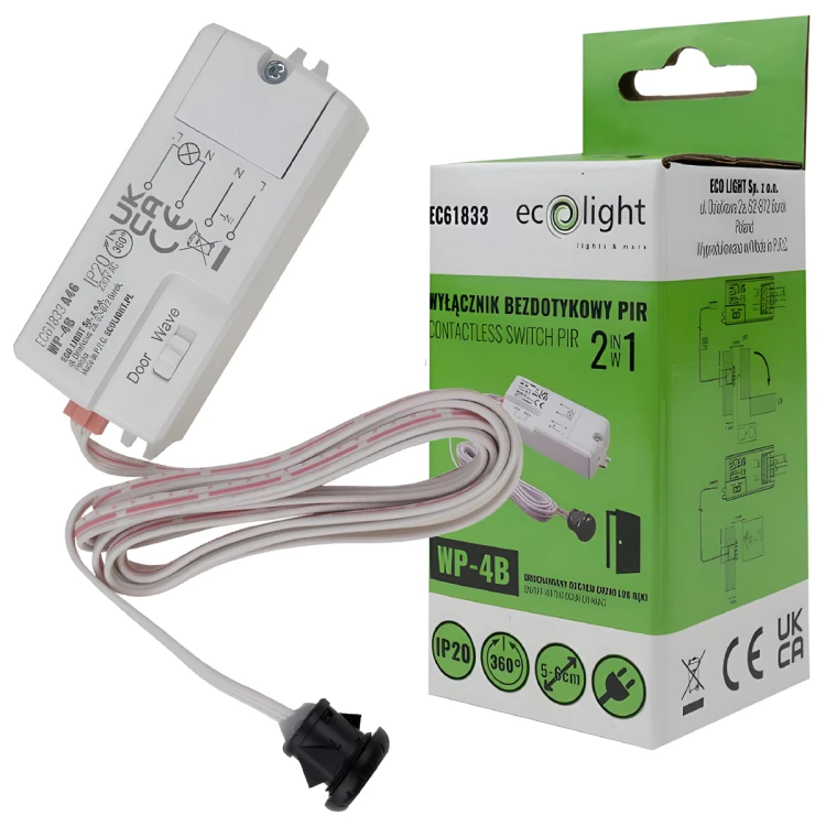 CZUJNIK RUCHU Z SONDA ZEWNĘTRZNYM SENSOREM 360° LED ZMIERZCHU PIR 230V
