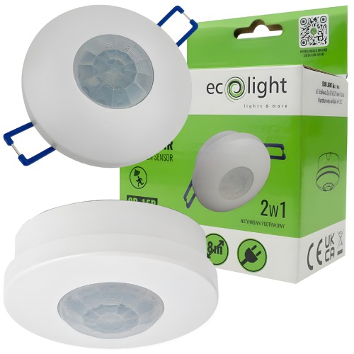 Czujnik Ruchu PIR Czujka LED 600W Natynkowa Podtynkowa Wpuszczana 360°