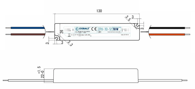 Zasilacz LED Hermetyczny Impulsowy CobaltElectro 12V 10W IP67 Wodoszczelny