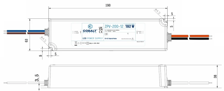 Zasilacz LED Hermetyczny Impulsowy CobaltElectro 12V 192W IP67 Wodoszczeln
