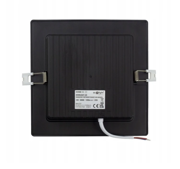 Panel Plafon LED Podtynkowy 12W 1200lmM Barwa Neutralna ECOLIGHT Czarny