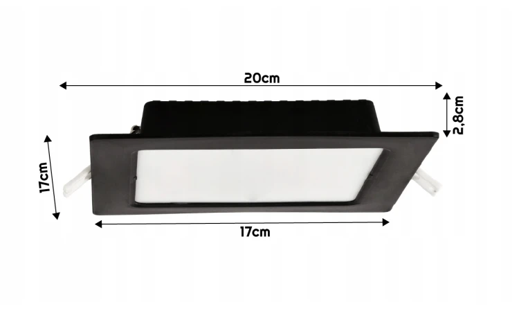 Panel Plafon LED Podtynkowy 12W 1200lmM Barwa Neutralna ECOLIGHT Czarny