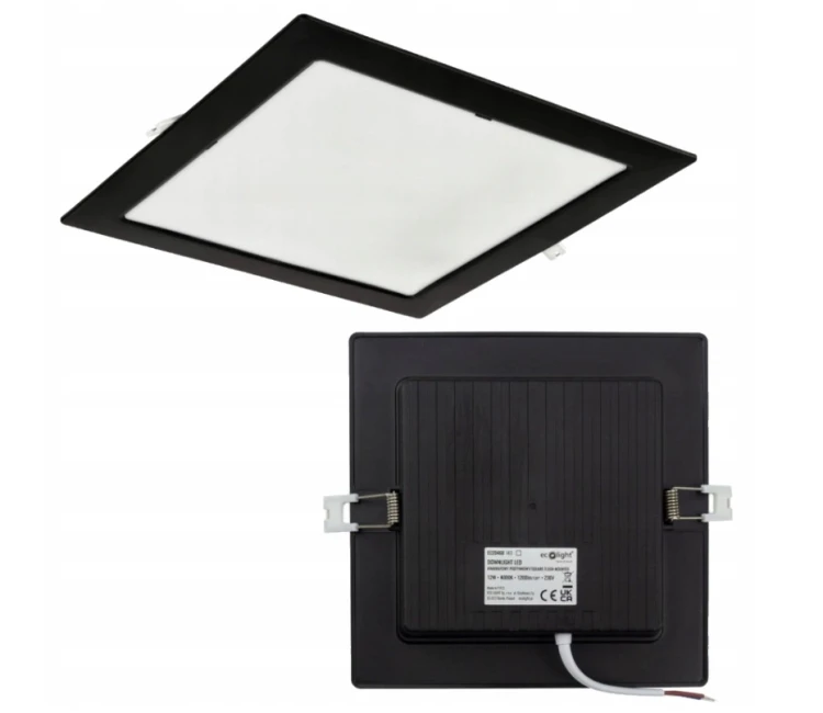 Panel Plafon LED Podtynkowy 12W 1200lmM Barwa Neutralna ECOLIGHT Czarny