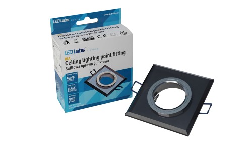 Oprawa Halogenowa Sufitowa LED GU10 MR16 Szklana Kwadrat Czarna Aluminiowa