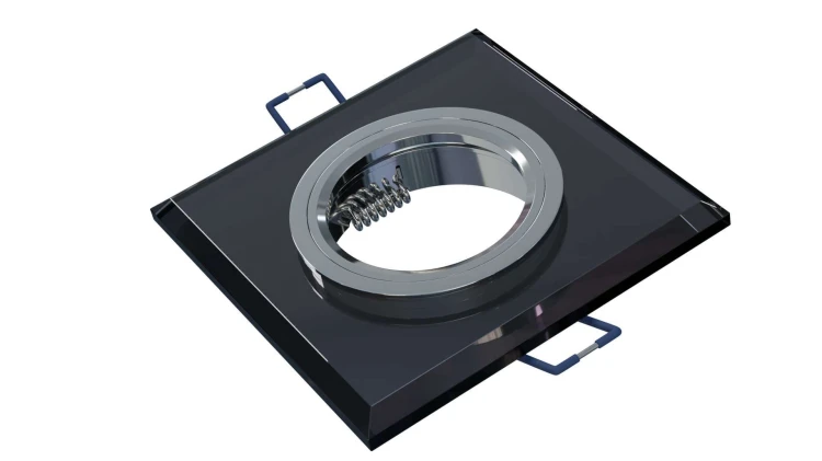 Oprawa Halogenowa Sufitowa LED GU10 MR16 Szklana Kwadrat Czarna Aluminiowa