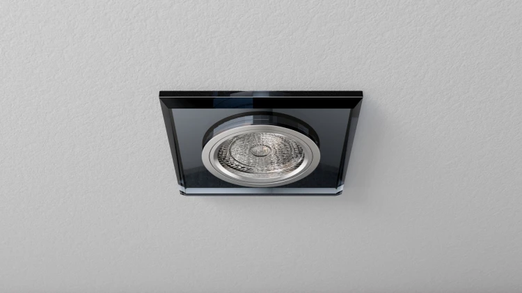 Oprawa Halogenowa Sufitowa LED GU10 MR16 Szklana Kwadrat Czarna Aluminiowa
