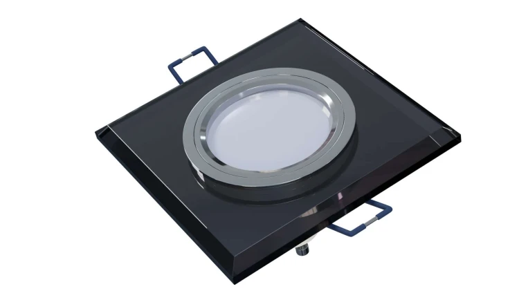 Oprawa Halogenowa Sufitowa LED GU10 MR16 Szklana Kwadrat Czarna Aluminiowa