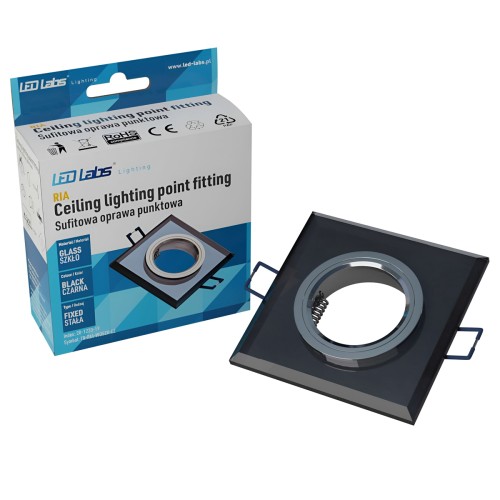Oprawa Halogenowa Sufitowa LED GU10 MR16 Szklana Kwadrat Czarna Aluminiowa