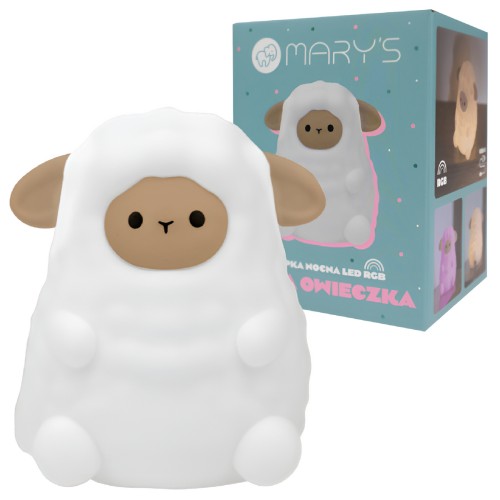 Lampka Nocna LED Dla Dzieci RGB Bezprzewodowa Kolorowa Mała Owieczka USB